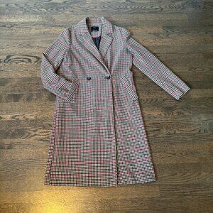 Bershka Camel/Black/Red Houndstooth Coat